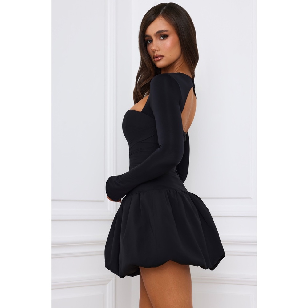 Oh Polly | Viola Long-Sleeve Bubble Hem Mini Dress in Black ~ NWT US 10 - Picture 5 of 11